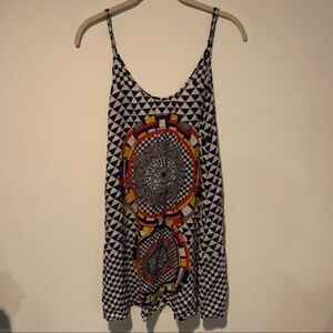 RED CARTER Graphic Aztec Patterned Swing Style Tunic or Coverup size Large